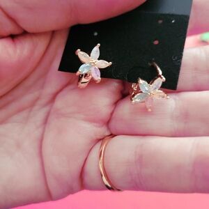 Pretty Bird Gold Plated Candy Stone Multi Colored Earrings